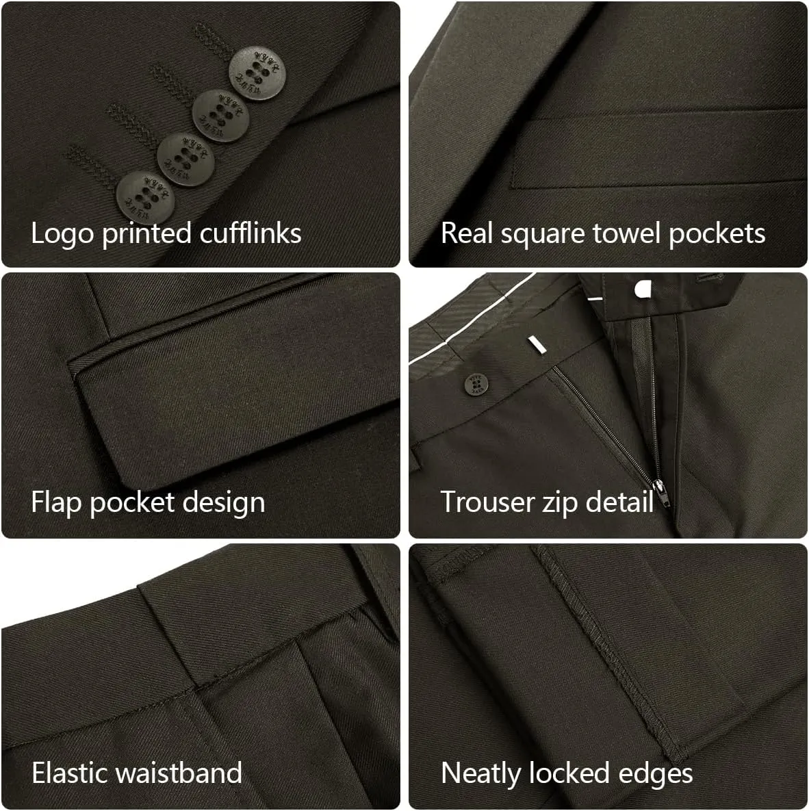 2 Piece Men's Suit One Button Slim Fit Suit for Men Solid Color Blazer and Pants Tie and Square Wedding Business Party