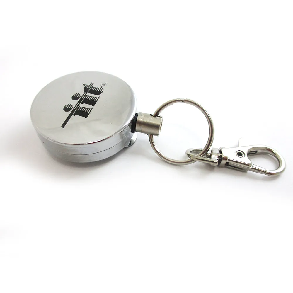 2 Steel Retractable Key Ring Clip On Pull Chain Id Holder Reel Belt Extends 26"