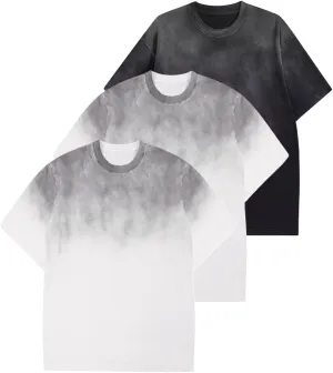 3 Pcs Mens Oversized T-Shirts Heavy Cotton Summer Unisex Vintage Tee Loose Short Sleeve Streetwear Casual Women Tshirts