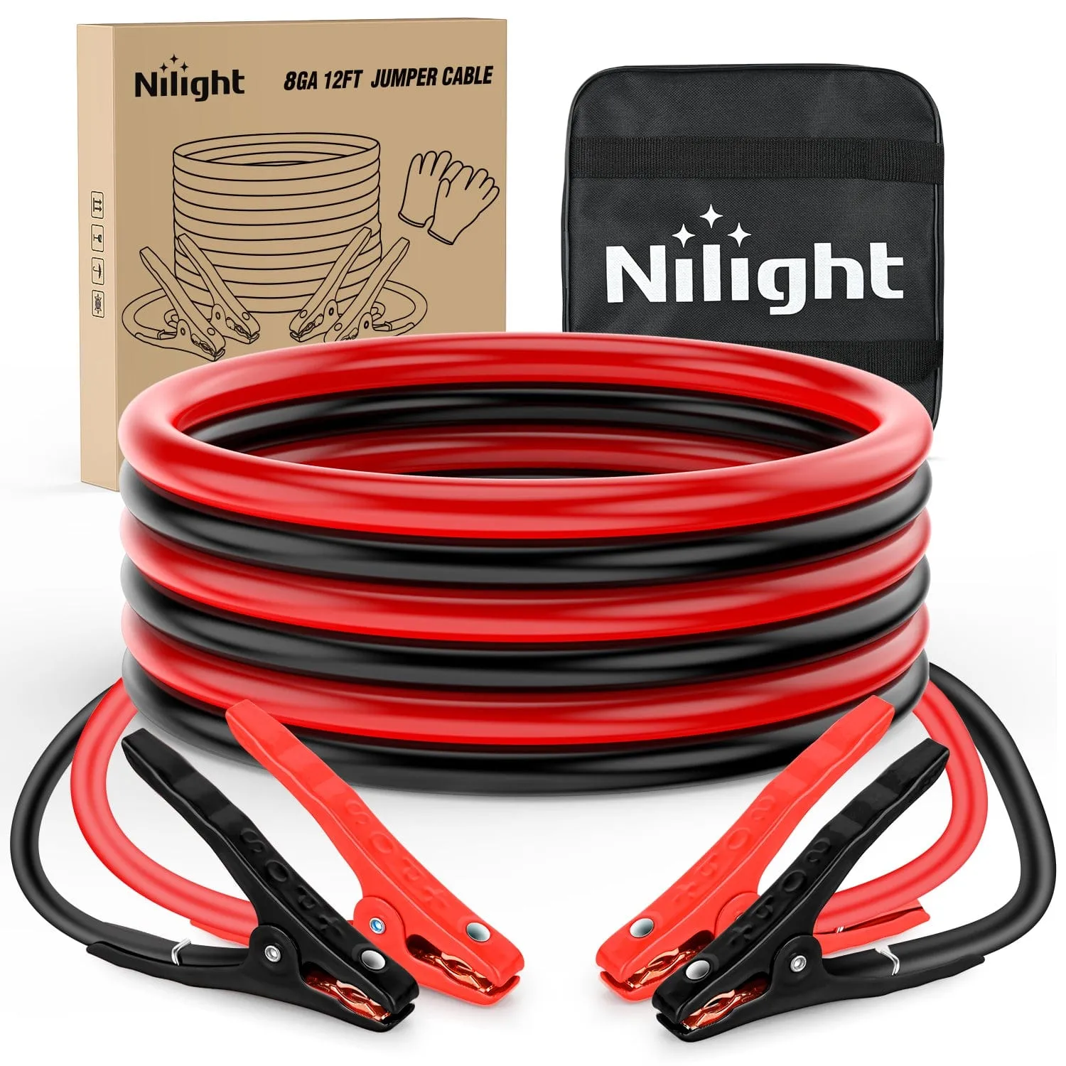 8 Gauge 12 FT Heavy Duty Jumper Cable