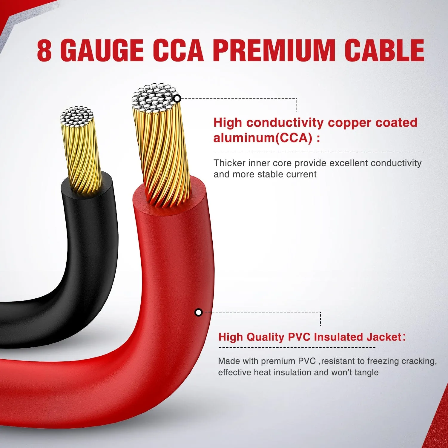 8 Gauge 12 FT Heavy Duty Jumper Cable