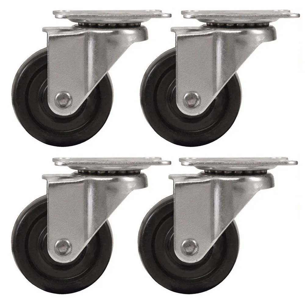8 Pack Swivel Caster Wheels 2 1/2" Top Plate Bearing Top Plate Heavy Duty Black