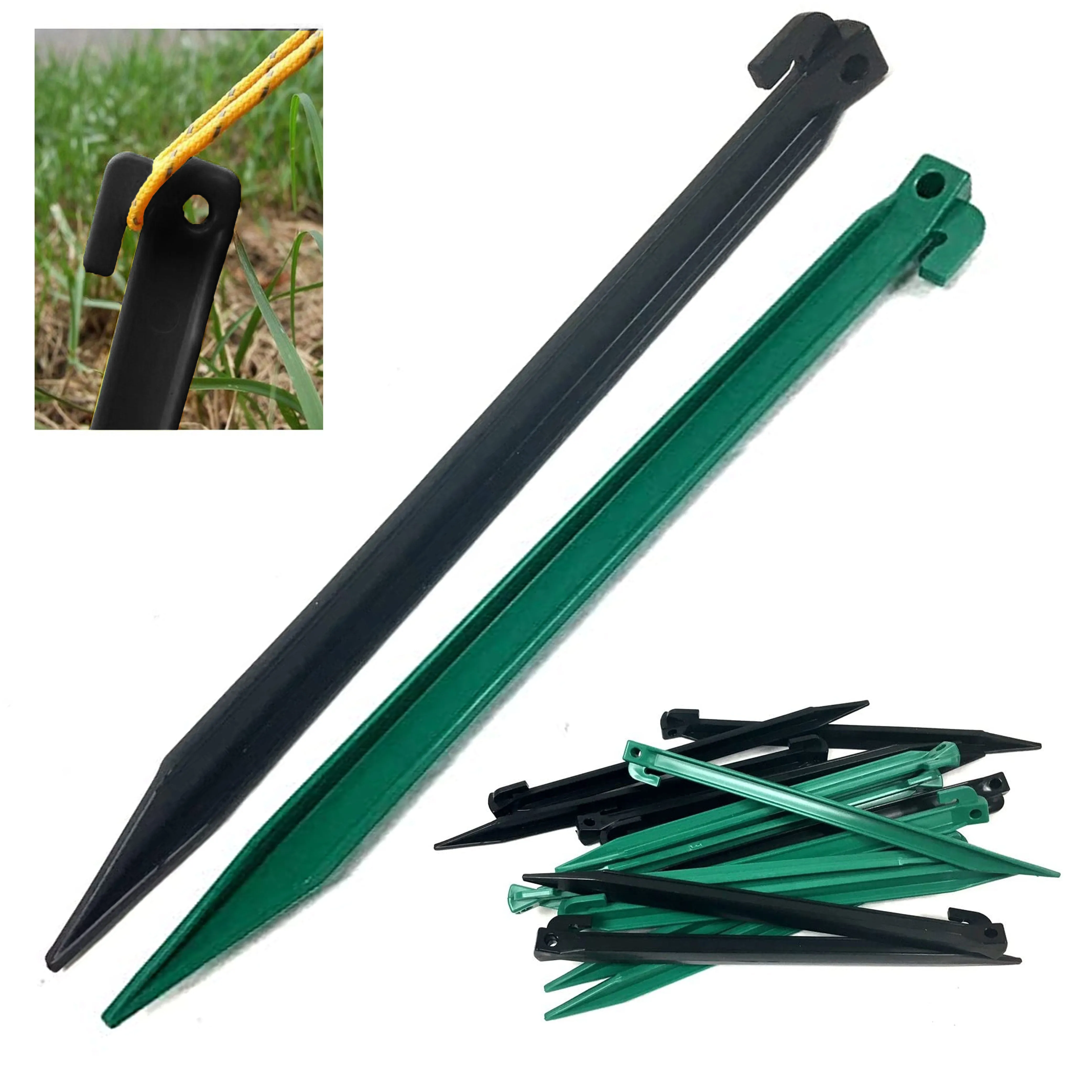 8 Pc Camping Tent Stakes Nail Pegs 11.5" Long Heavy Duty Plastic Garden Tarp