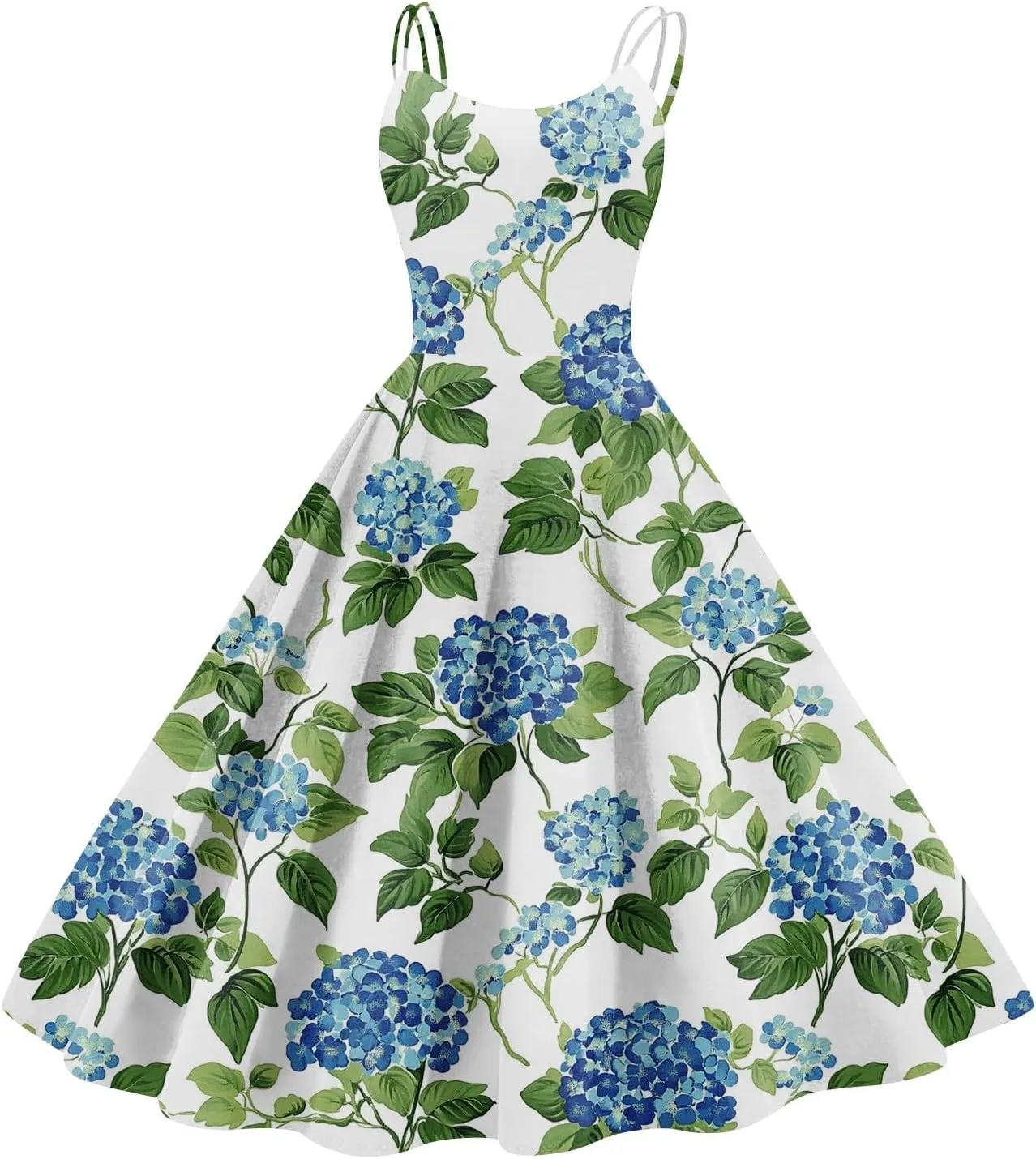 ADHOWBEW Beach Dresses for Women 2025 Sleeveless Sexy Round Neck Flowy Casual Tropical Print Plus Size Floral Dress
