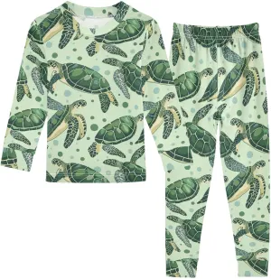 ALAZA Green Sea Turtle Bubble Pajama Set Pijamas Para Nios Long Sleeve Sleepwear