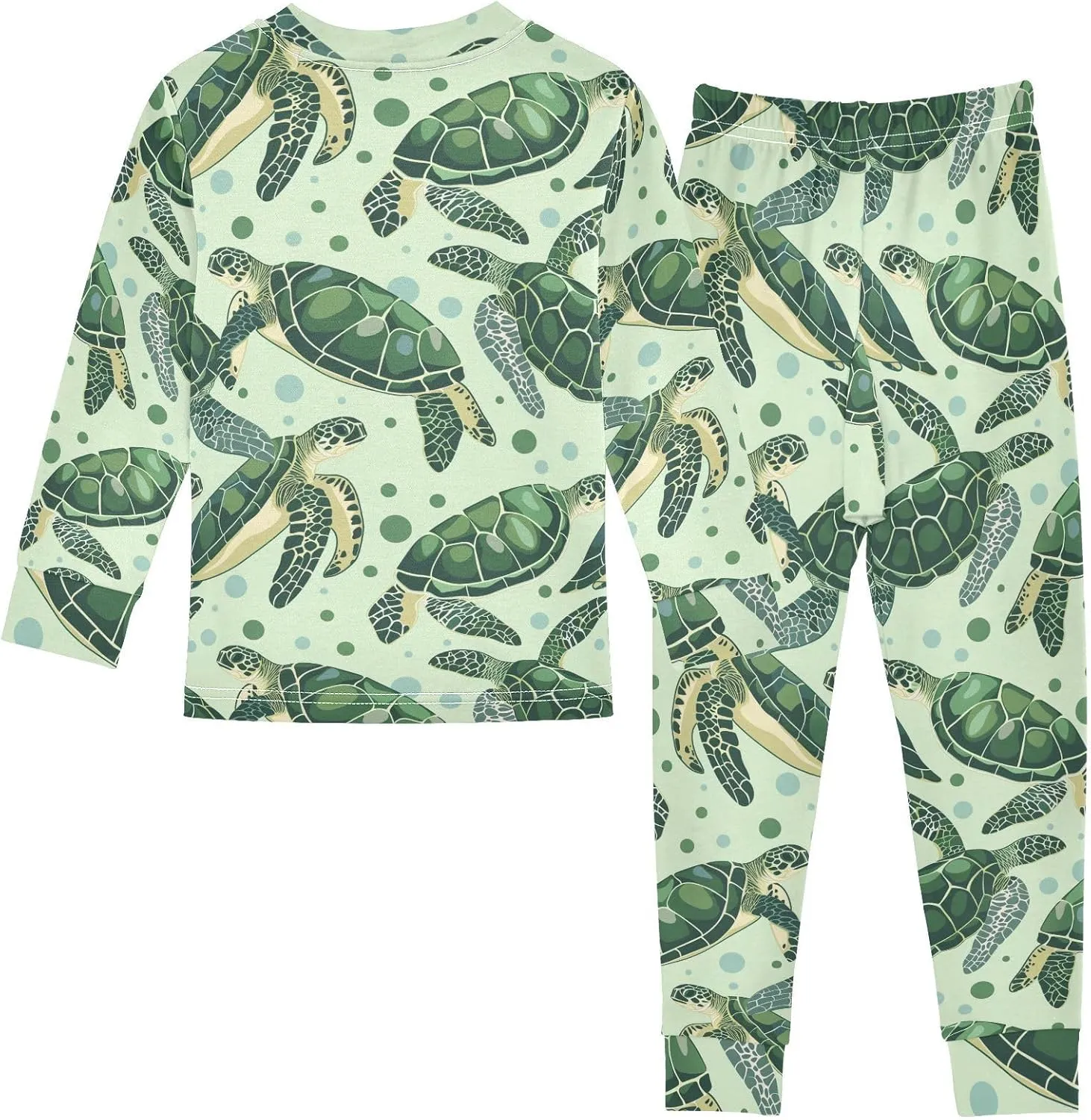 ALAZA Green Sea Turtle Bubble Pajama Set Pijamas Para Nios Long Sleeve Sleepwear