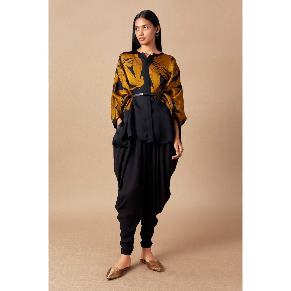 AMPM Black & Yellow Raynah Dhoti (Set of 2)