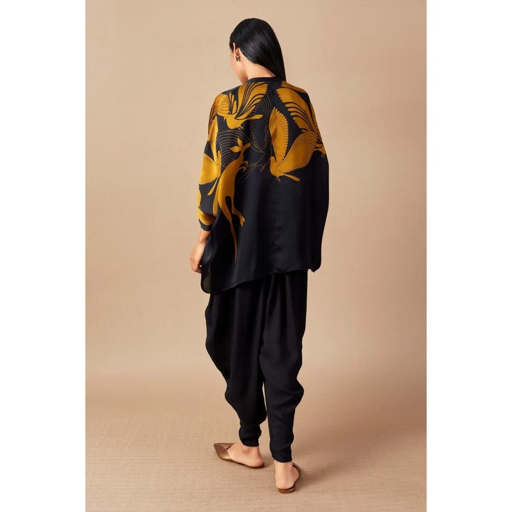 AMPM Black & Yellow Raynah Dhoti (Set of 2)