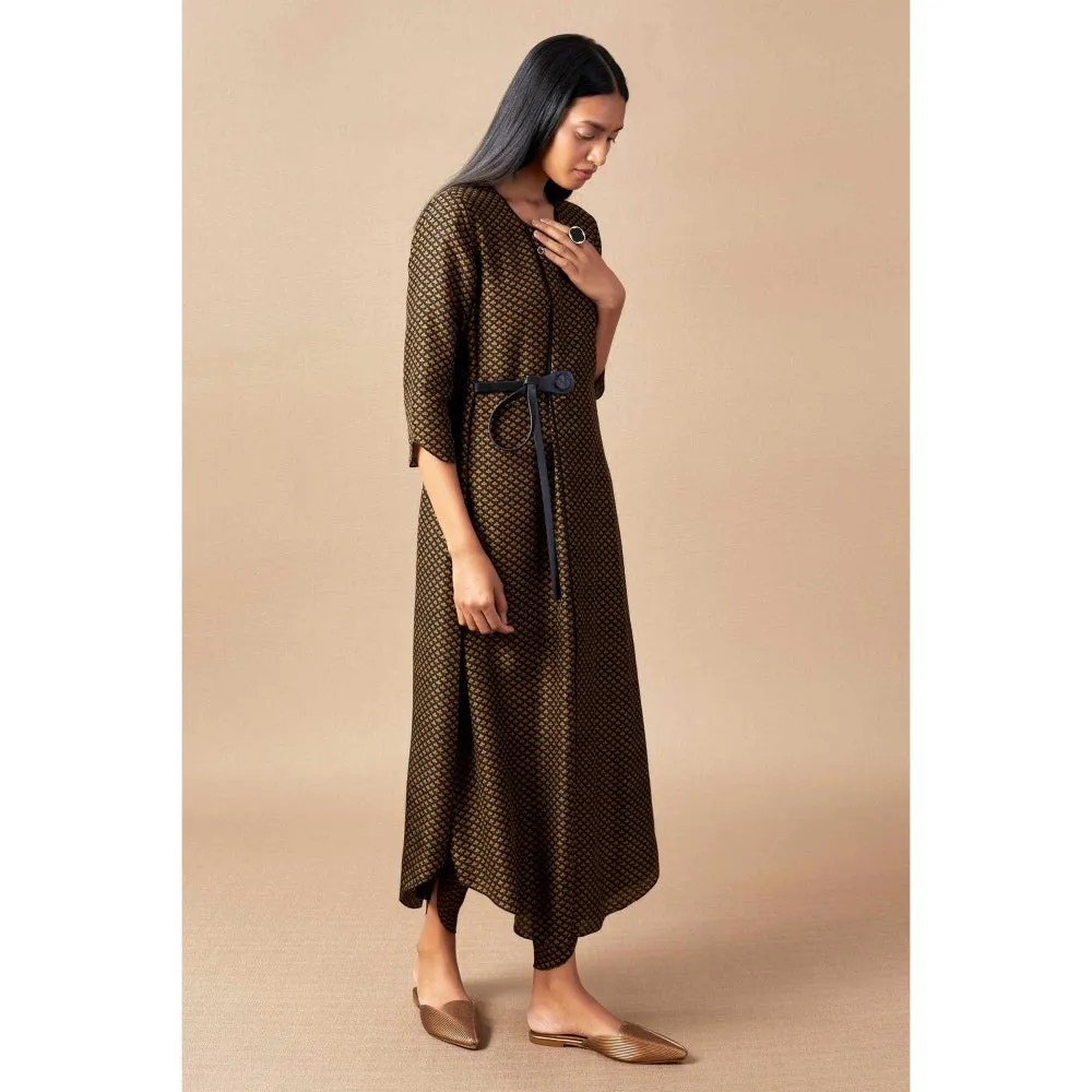 AMPM Black & Yellow Tanaia Dhoti with Attached Belt (Set of 2)