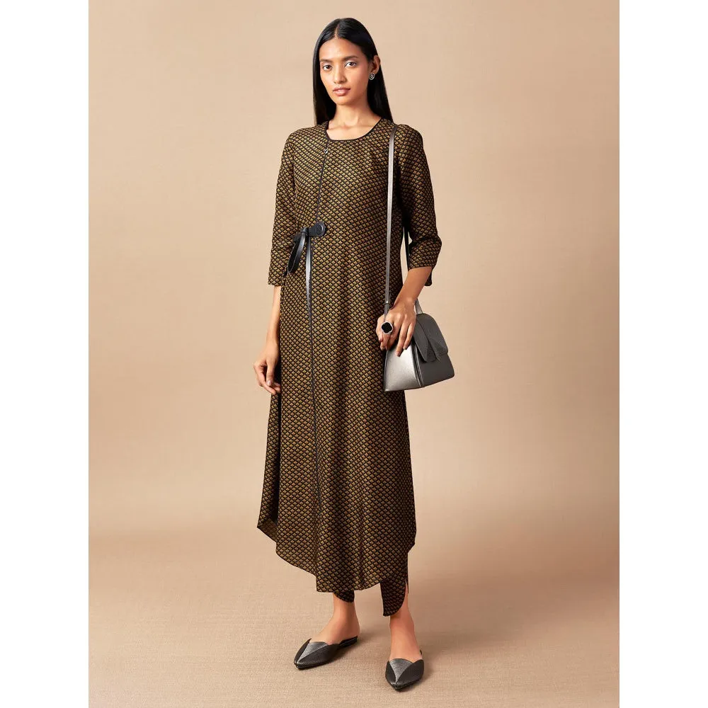 AMPM Black & Yellow Tanaia Dhoti with Attached Belt (Set of 2)