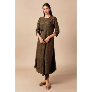 AMPM Black & Yellow Tanaia Dhoti with Attached Belt (Set of 2)