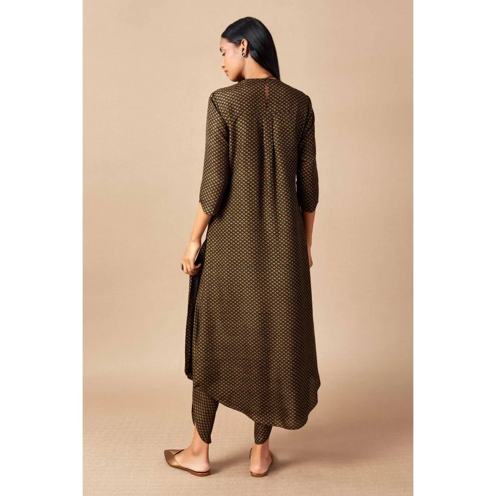 AMPM Black & Yellow Tanaia Dhoti with Attached Belt (Set of 2)