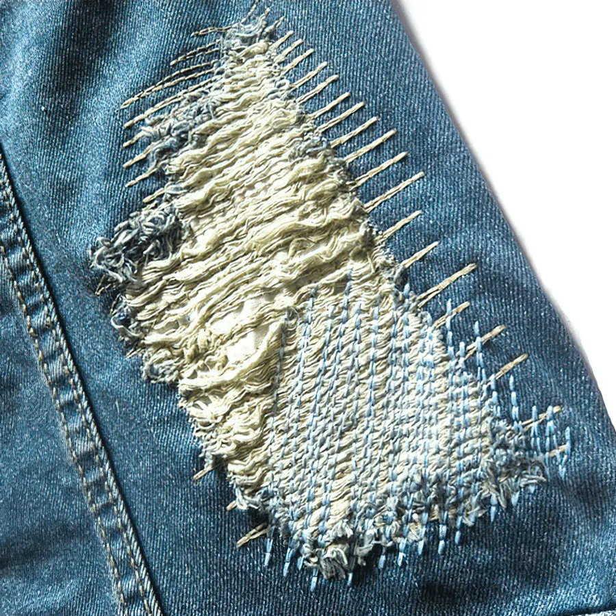 Angel Wings Printed Men's Slim Denim Vest / Single Breasted Sleeveless Jacket for Men