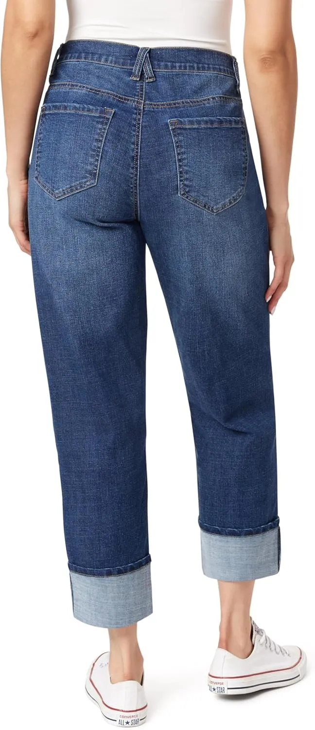 Angels Forever Young Women's Everflex Deep Cuff 27" High-Rise Straight Ankle Jeans