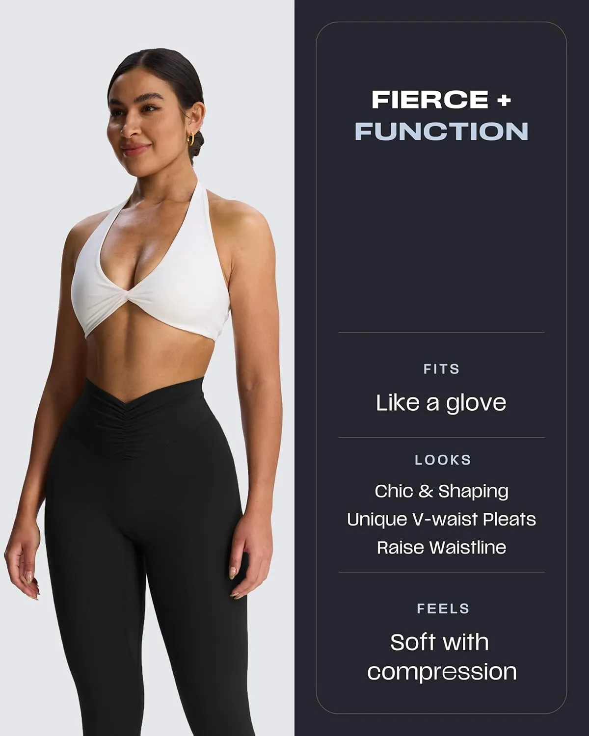 Aoxjox High Waisted Workout Leggings for Women Hidden Scrunch V Waist Front Illusion Ruched Athletic Yoga Pants 26"