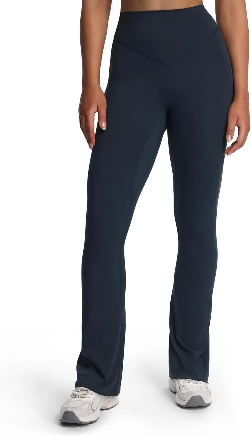Aoxjox Workout Breeze Flares Leggings for Women High Waisted Tummy Control Buttery Soft Wide Leg Yoga Pants 32"