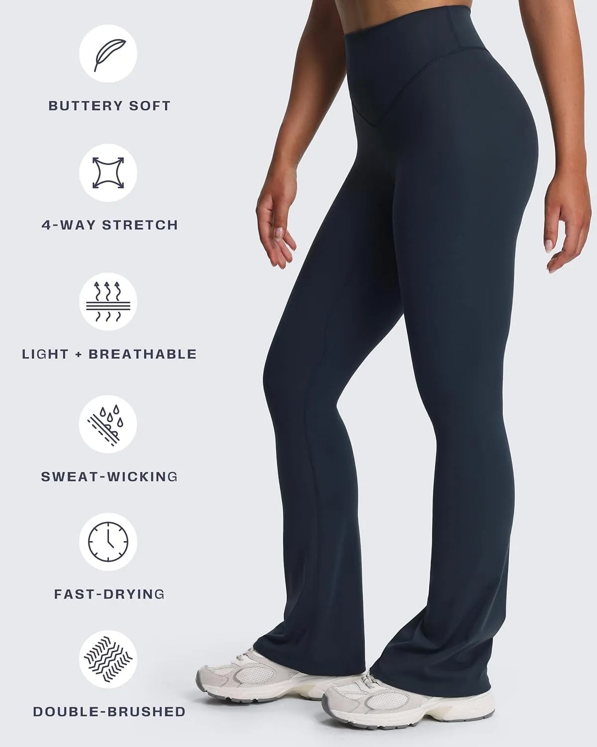 Aoxjox Workout Breeze Flares Leggings for Women High Waisted Tummy Control Buttery Soft Wide Leg Yoga Pants 32"
