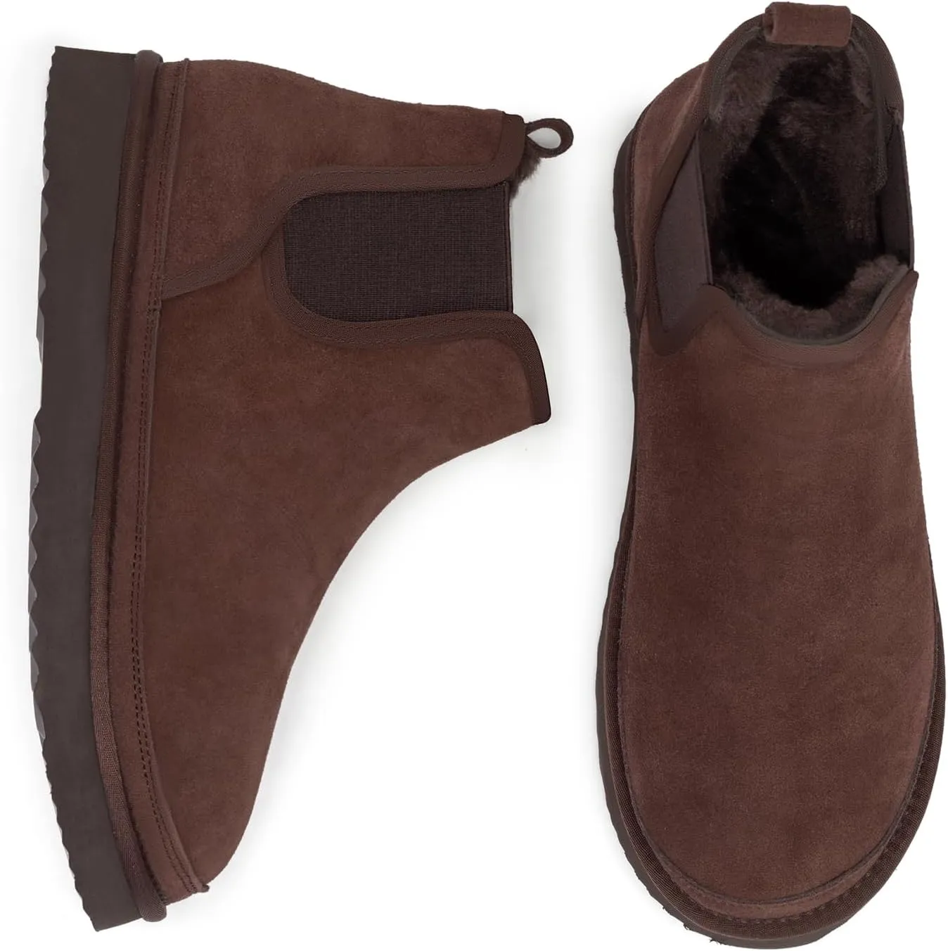 Athlefit Men's Winter Snow Boots for Men Suede Chelsea Boots Casual Warm Anti-Slip Chelsea Boots