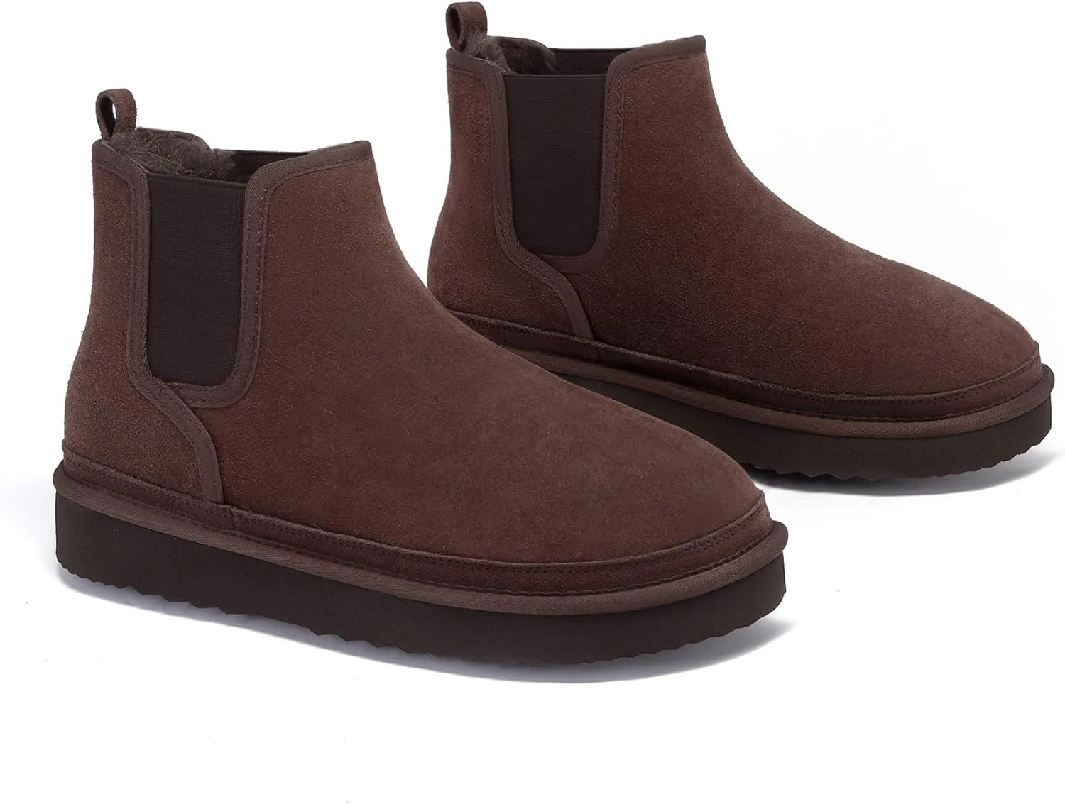 Athlefit Men's Winter Snow Boots for Men Suede Chelsea Boots Casual Warm Anti-Slip Chelsea Boots
