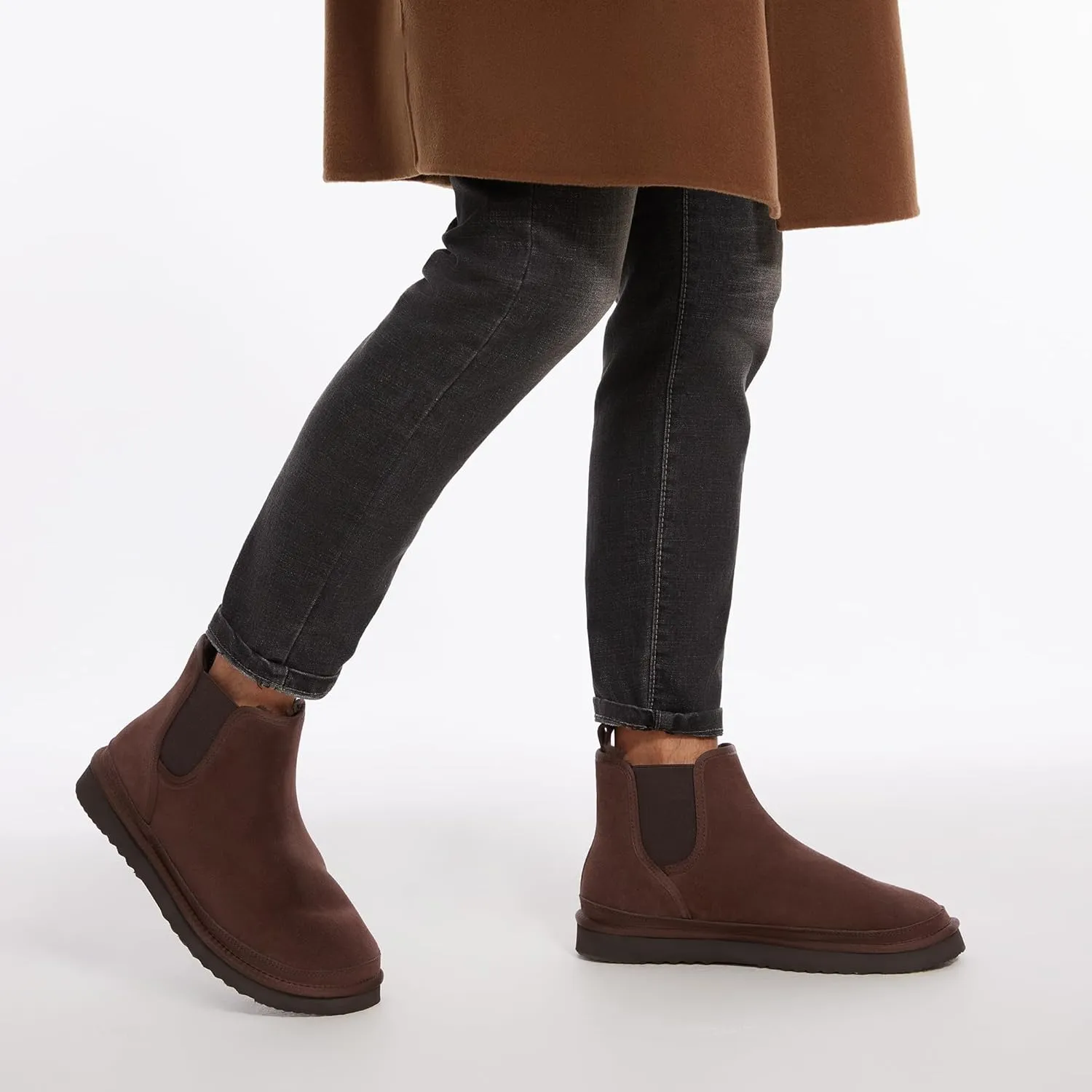 Athlefit Men's Winter Snow Boots for Men Suede Chelsea Boots Casual Warm Anti-Slip Chelsea Boots