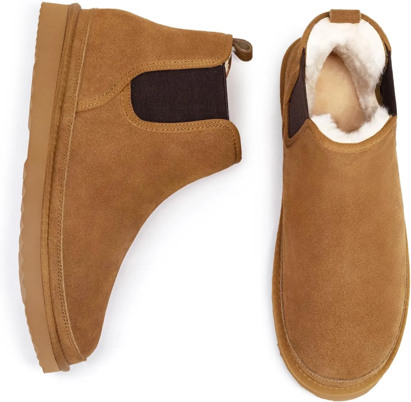 Athlefit Men's Winter Snow Boots for Men Suede Chelsea Boots Casual Warm Anti-Slip Chelsea Boots