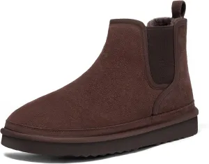 Athlefit Men's Winter Snow Boots for Men Suede Chelsea Boots Casual Warm Anti-Slip Chelsea Boots