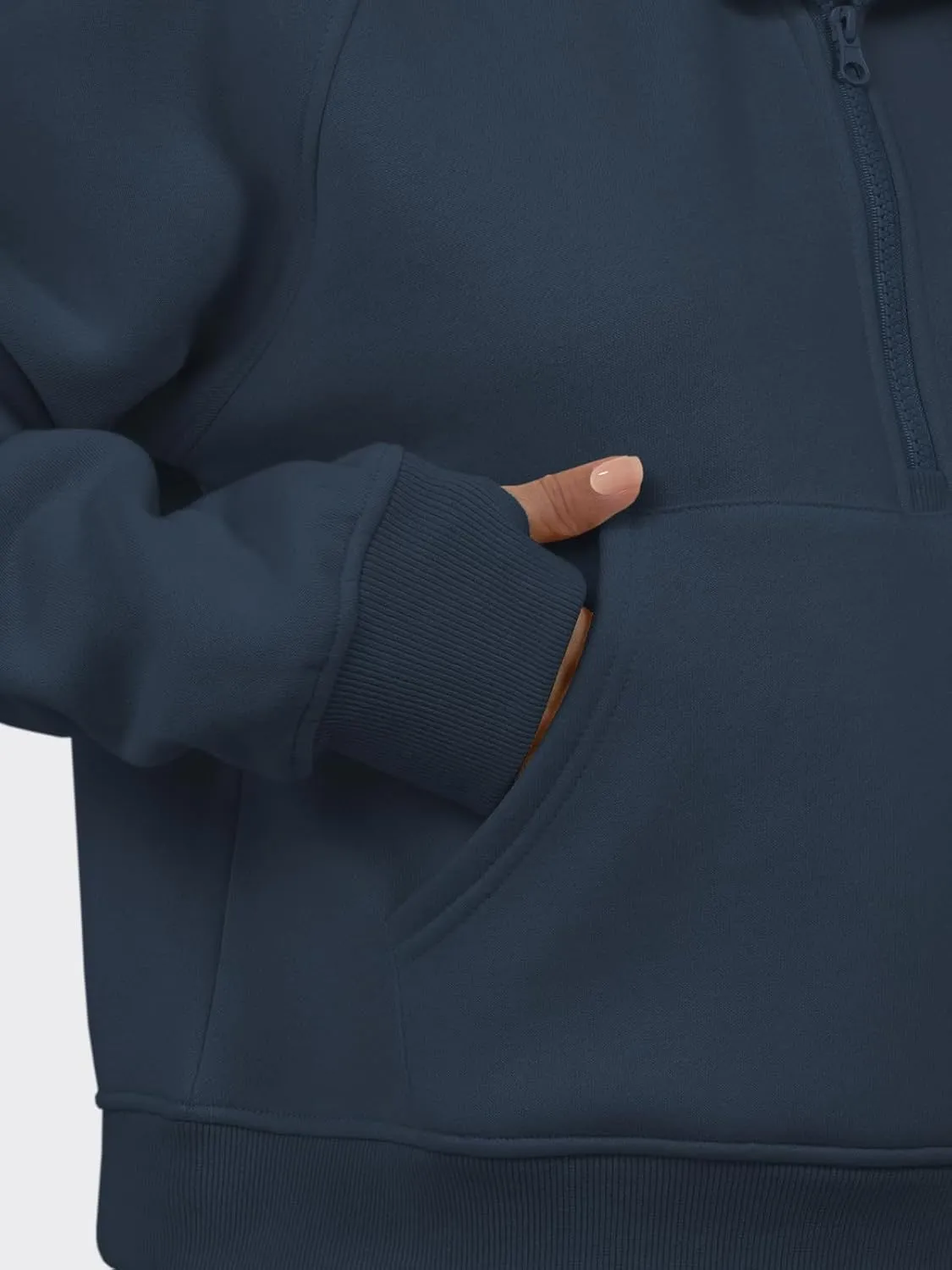 ATHMILE Sweatshirts For Women Cropped Hoodies Half Zip Fleece Pullover Winter Clothes Quarter Zip Up 2023 Outfits Sweater