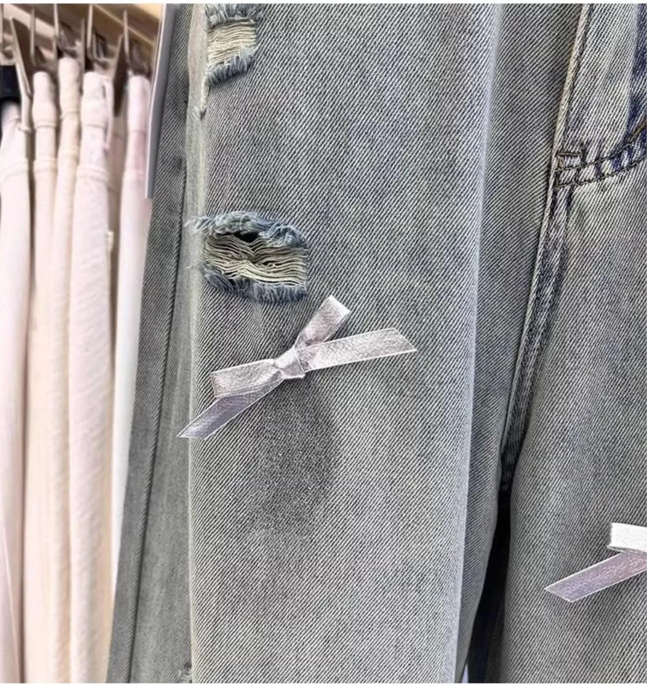 Baggy Jeans for Woman Teen Girls Bow Jeans High Waisted Straight Leg Cute Pants Casual Preppy Clothes