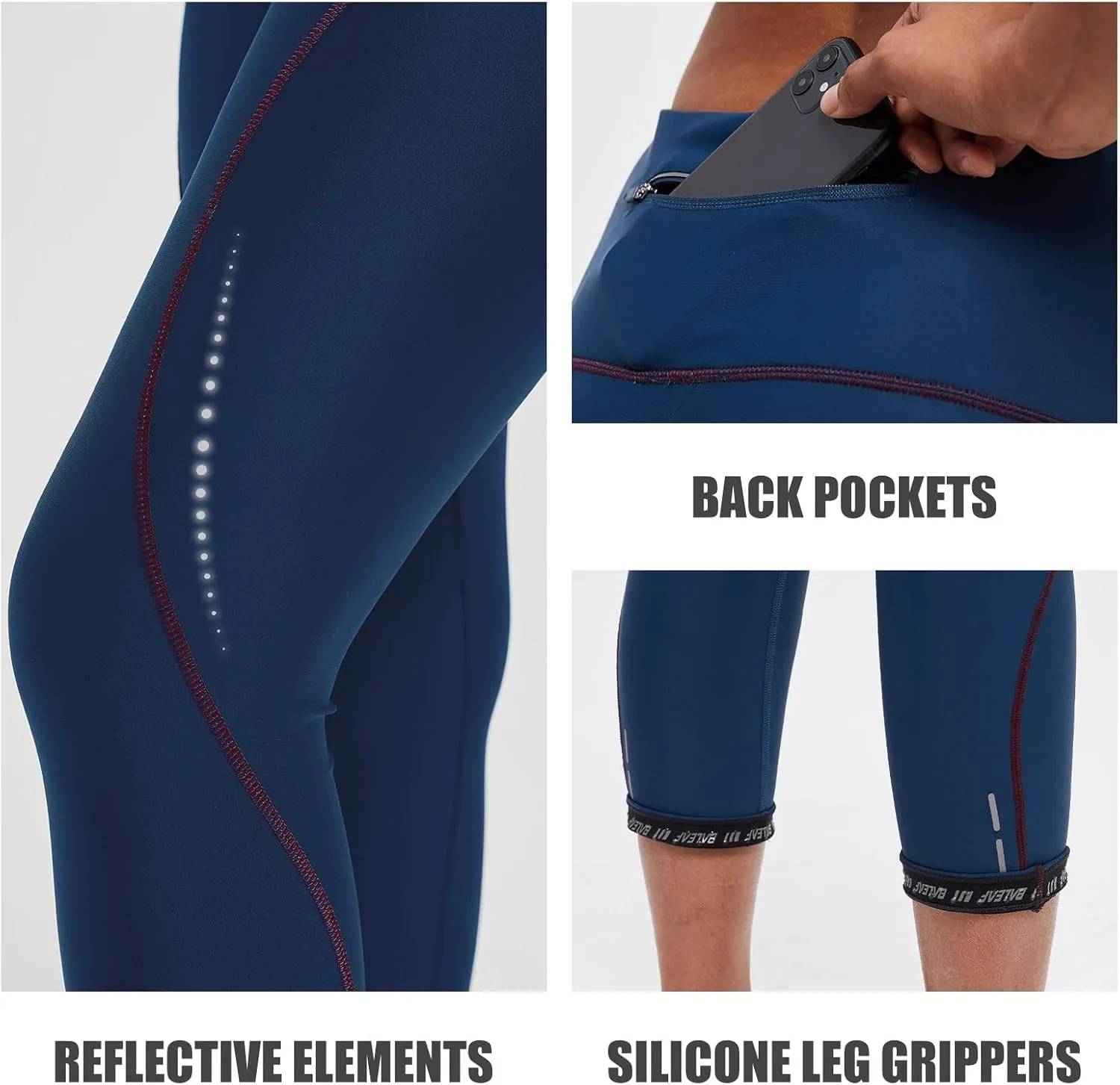 baleaf Women's Bike Pants High Waist 4D Padded Cycling Capris Shorts 3/4 Biking Tights Pockets UPF50 