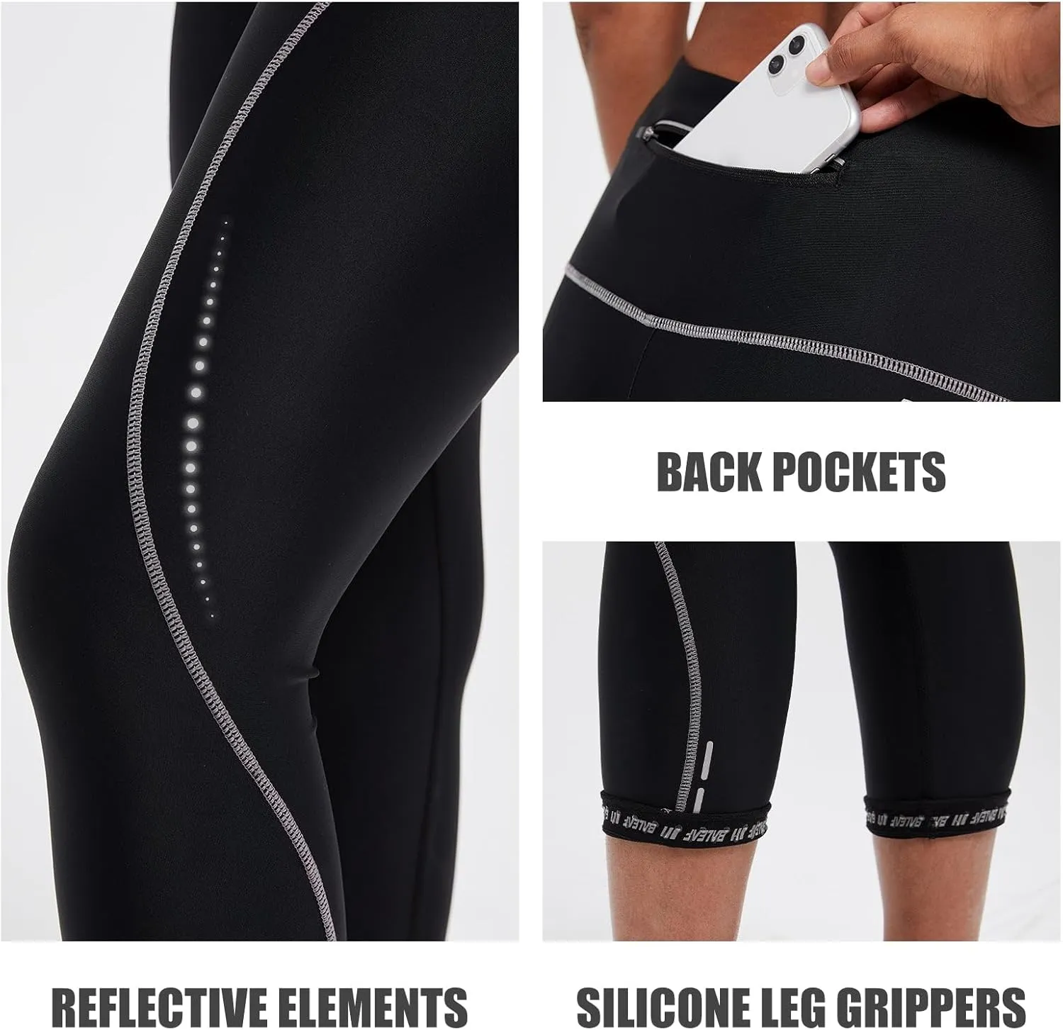 baleaf Women's Bike Pants High Waist 4D Padded Cycling Capris Shorts 3/4 Biking Tights Pockets UPF50 
