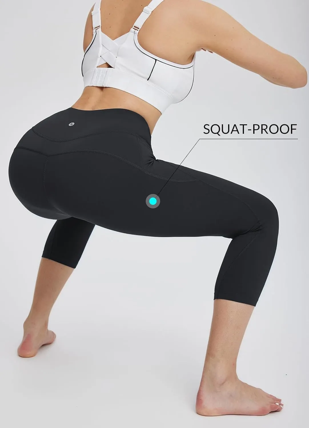 baleaf Women's Capri Leggings with Pockets High Waisted Workout Yoga Running Gym Pants for Casual Summer