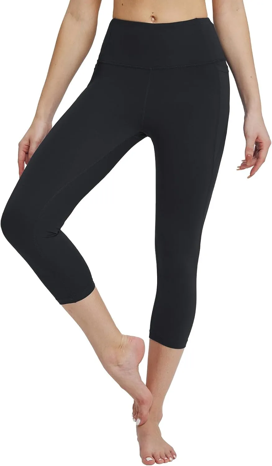 baleaf Women's Capri Leggings with Pockets High Waisted Workout Yoga Running Gym Pants for Casual Summer
