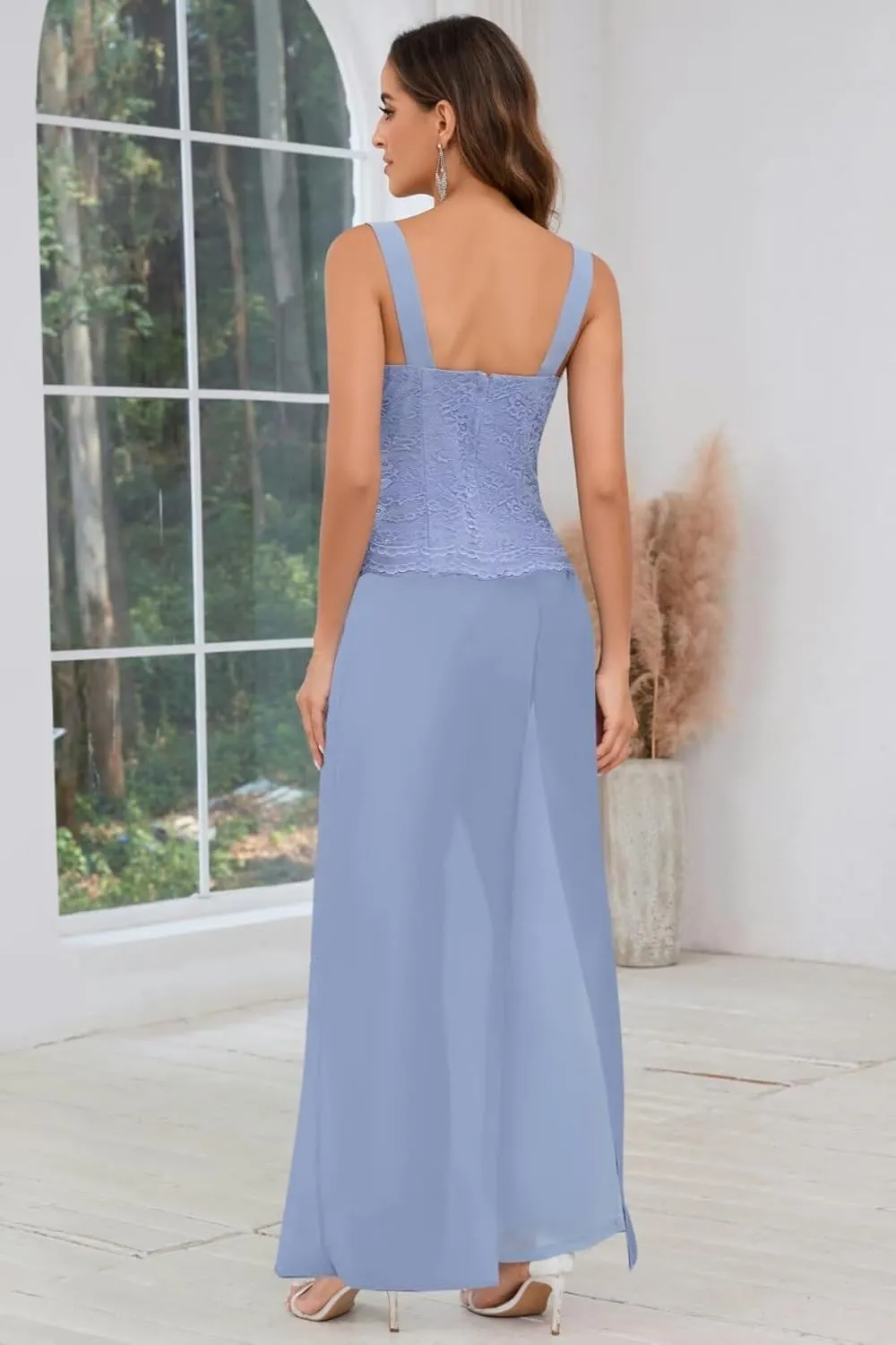 BANTRATIC 3 Piece Mother of The Bride Pantsuits with Jacket for Wedding Long Sleeve Evening Formal Prom Cocktail Pant Outfits