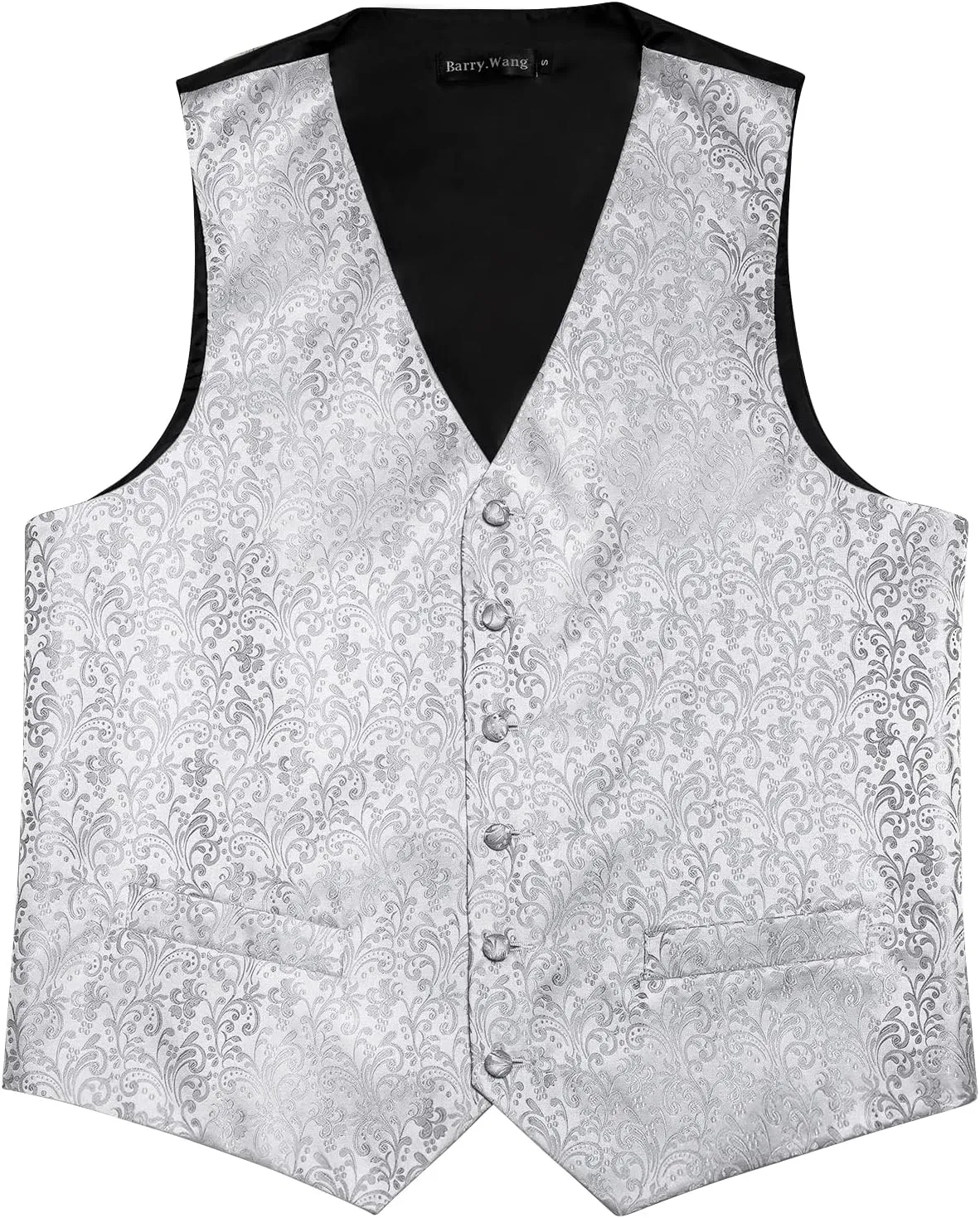 Barry.Wang Mens Suit Vest Paisley/Flower Silk Jacquard Waistcoat Ties Set Formal/Leisure 5PCS