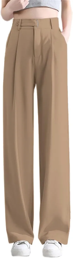 Betusline Women's Wide Leg Pants Business Casual Straight Office Trousers for Women, X-Small-3X-Large