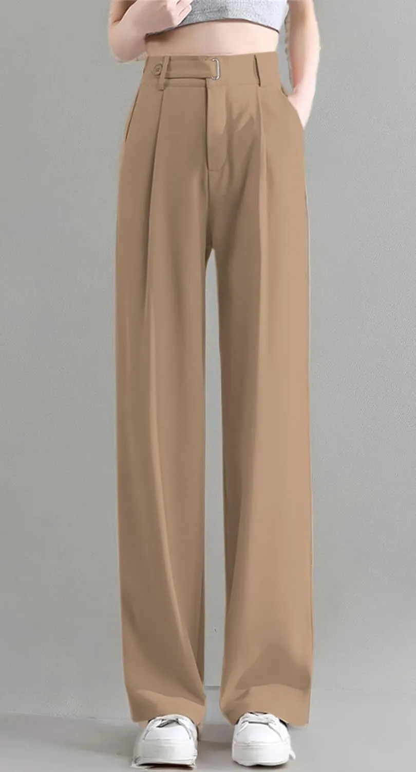 Betusline Women's Wide Leg Pants Business Casual Straight Office Trousers for Women, X-Small-3X-Large