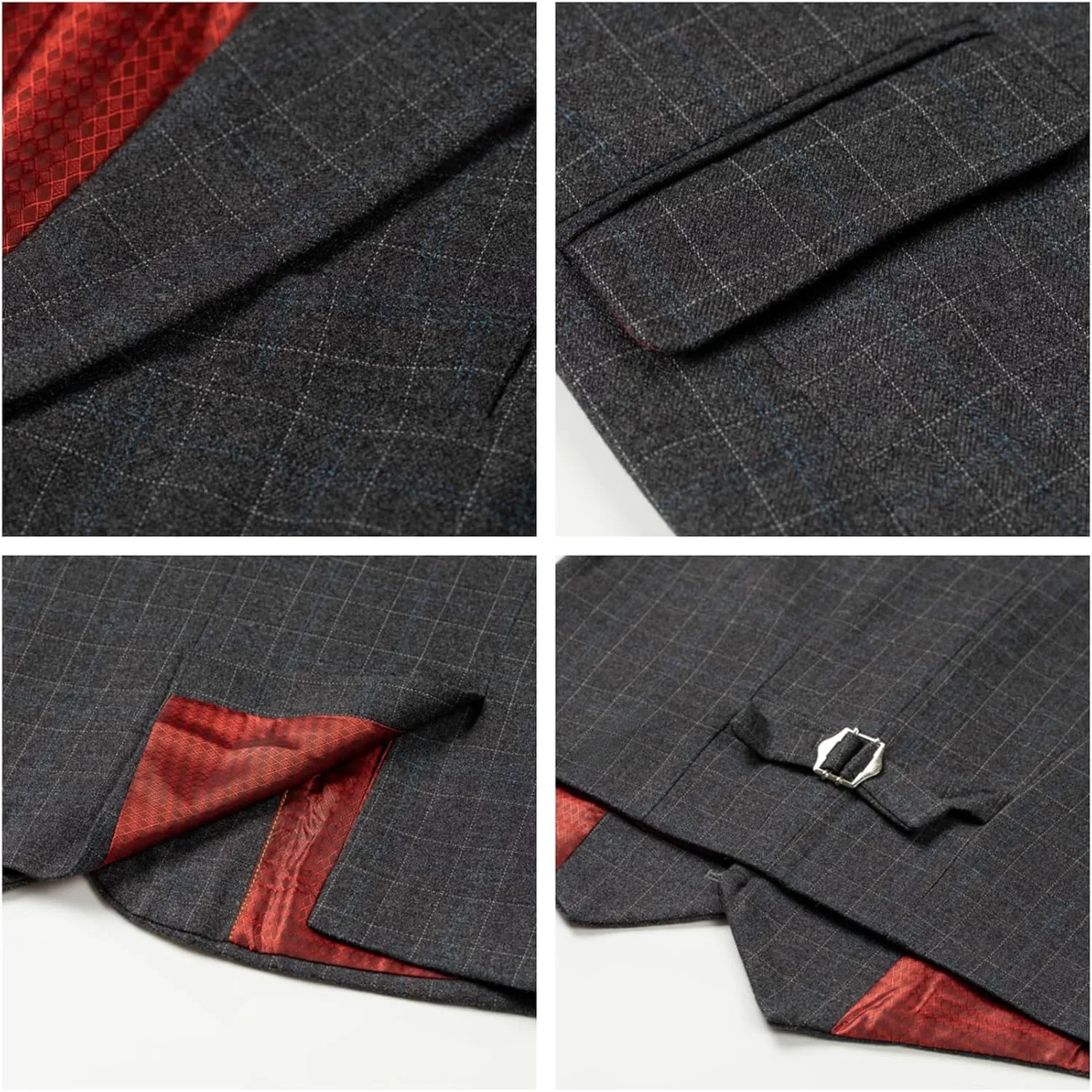 Boys Formal Suit Set Kids Toddler Tuxedo Slim Fit Plaid Suits for Teenage Boys 5-Piece Wedding Party Outfit