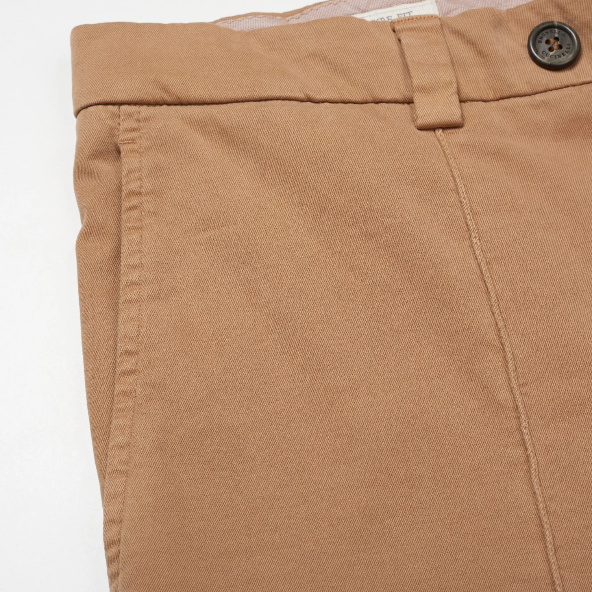 BRUNELLO CUCINELLI Tan Twill Cotton Flat Front Slim Leisure Fit Pants 50 US 34