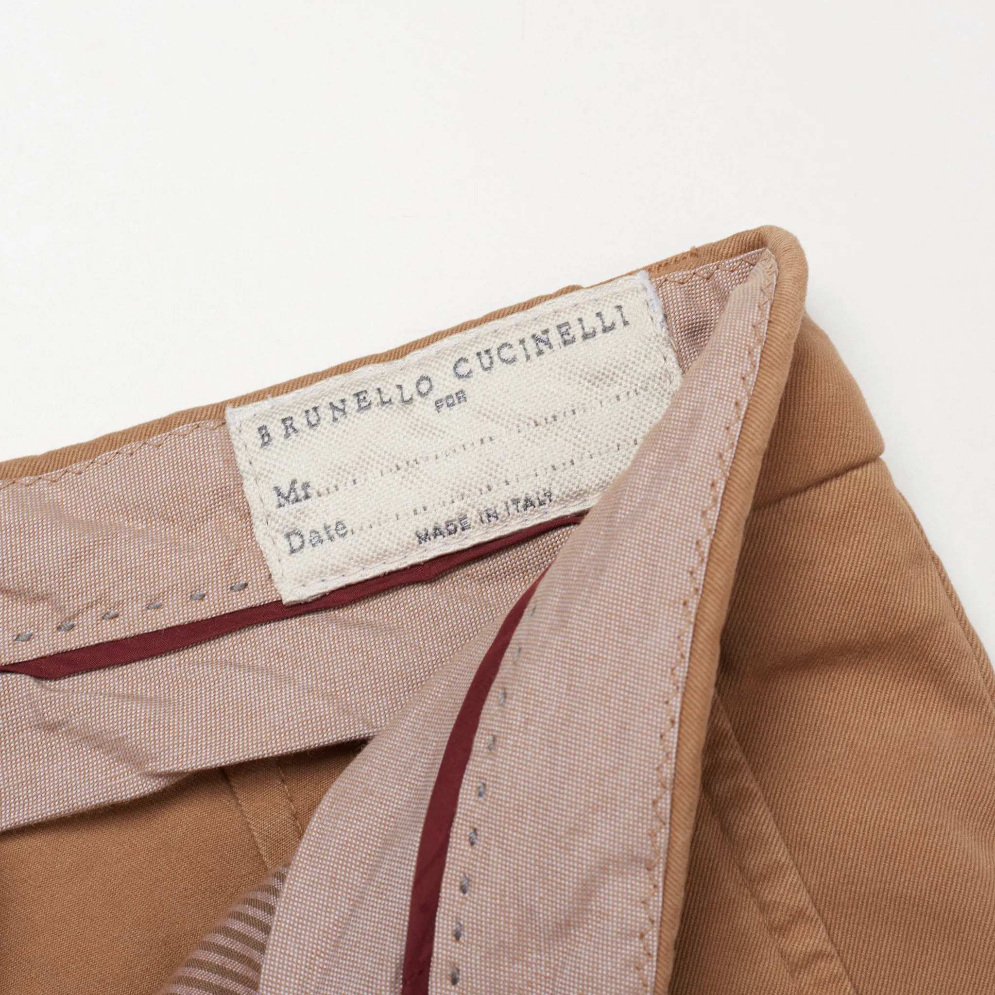 BRUNELLO CUCINELLI Tan Twill Cotton Flat Front Slim Leisure Fit Pants 50 US 34
