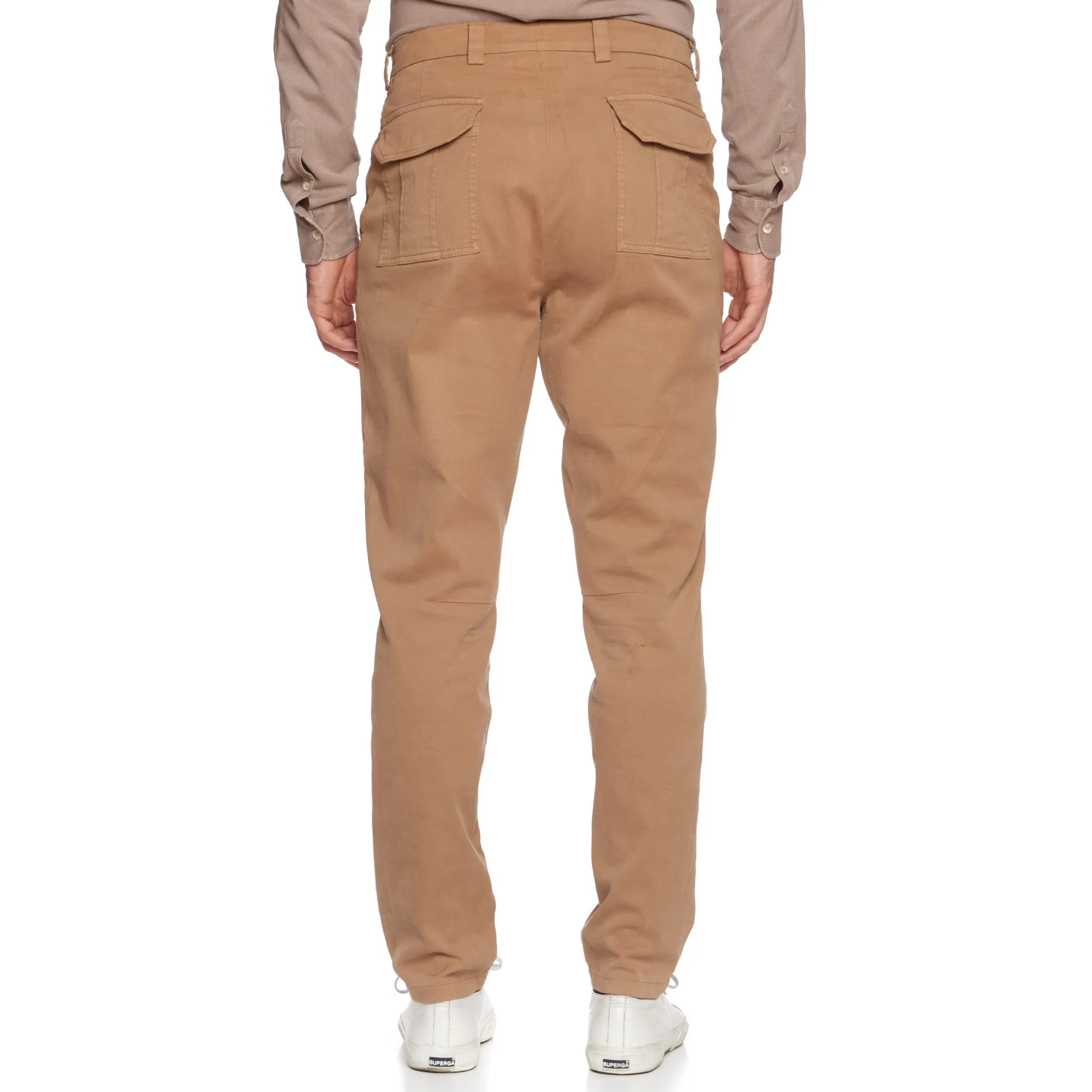 BRUNELLO CUCINELLI Tan Twill Cotton Flat Front Slim Leisure Fit Pants 50 US 34