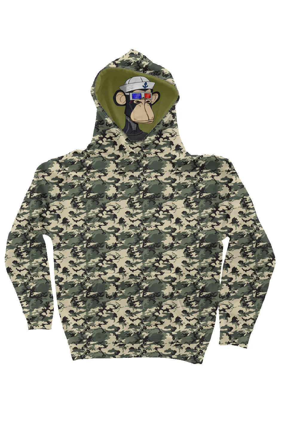 Camo Independent Heavyweight Hoodie feat. BAYC #2783 on liner hoodie