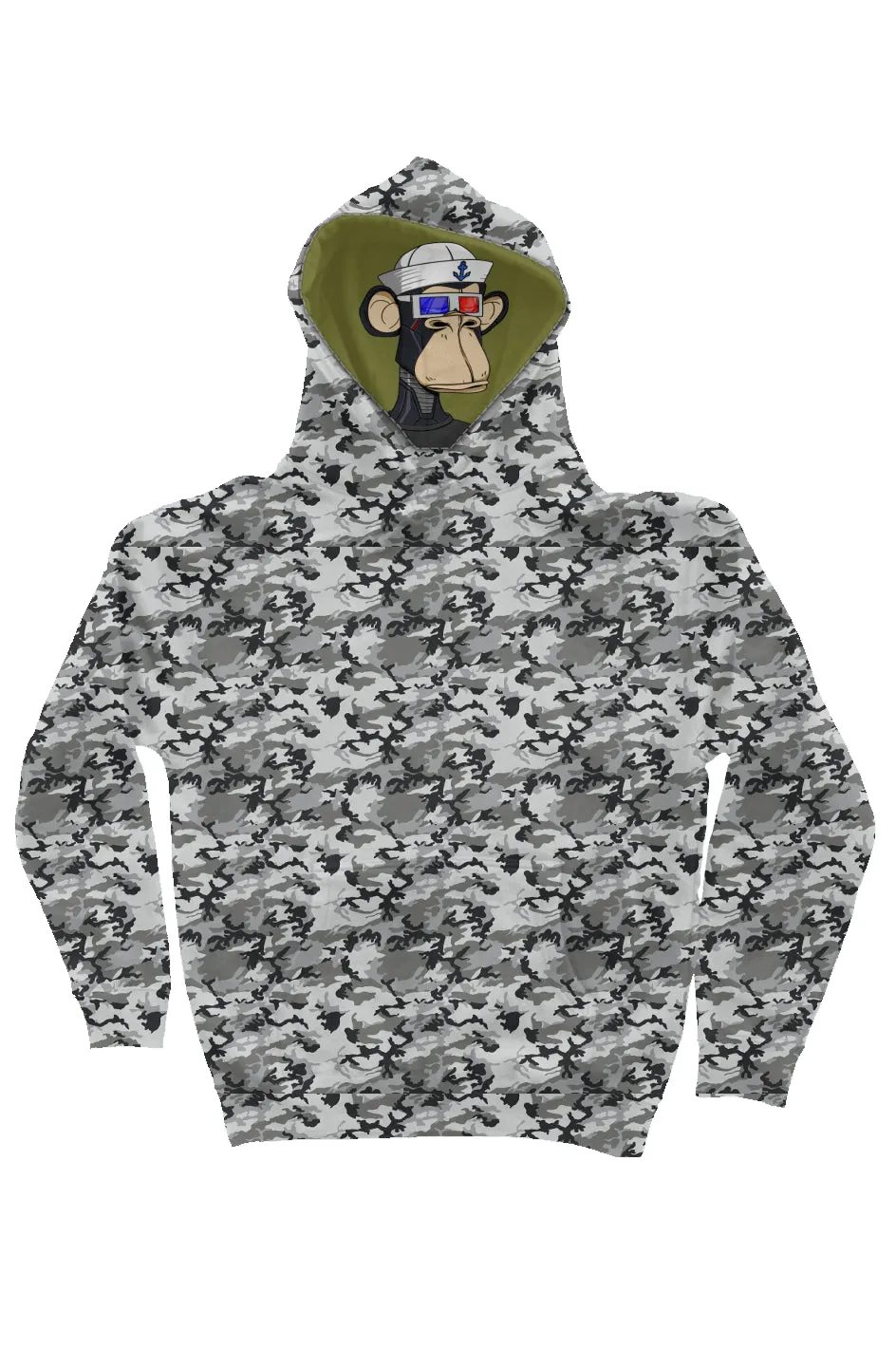 Camo Independent Heavyweight Hoodie feat. BAYC #2783 on liner hoodie