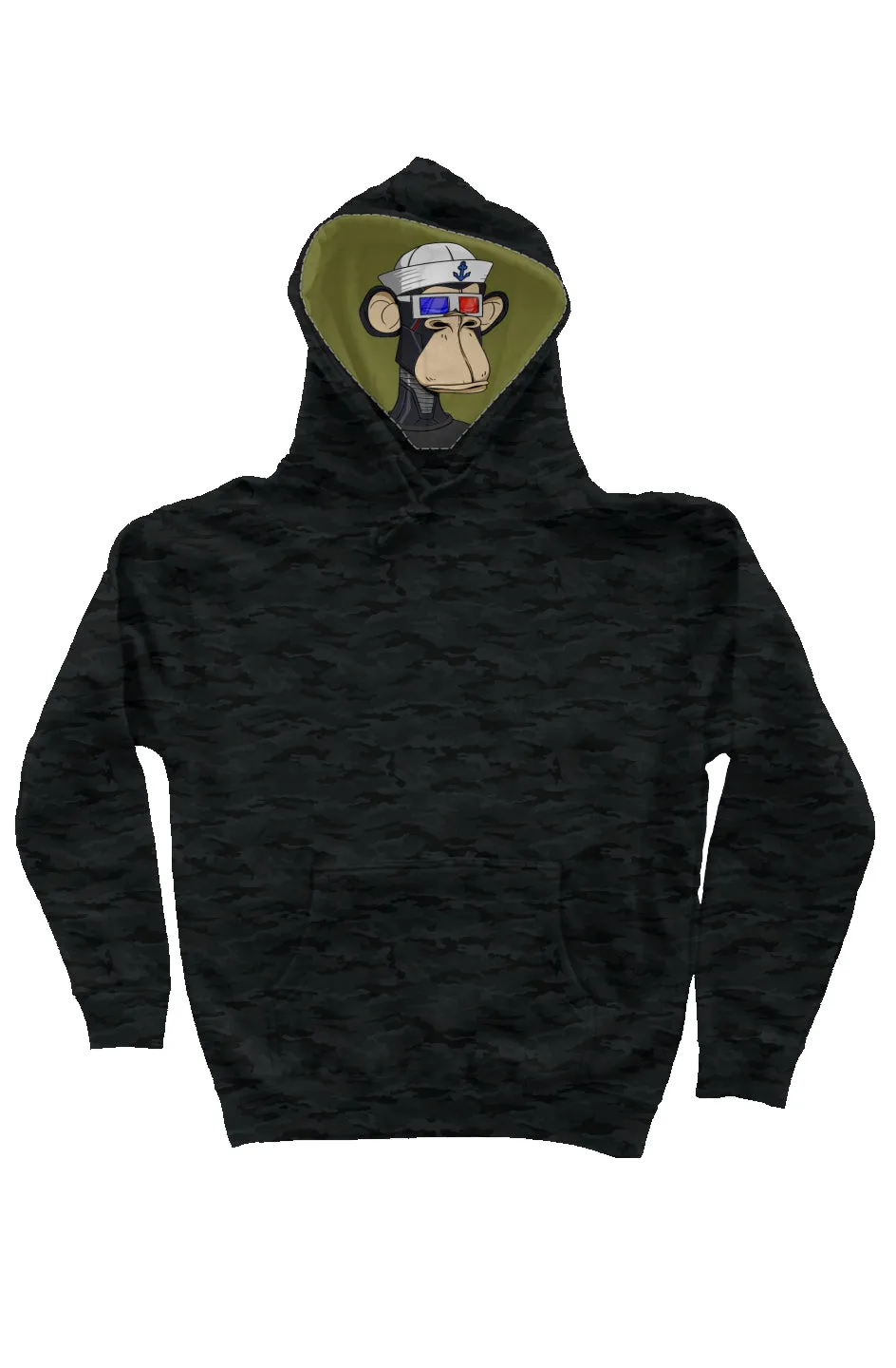 Camo Independent Heavyweight Hoodie feat. BAYC #2783 on liner hoodie