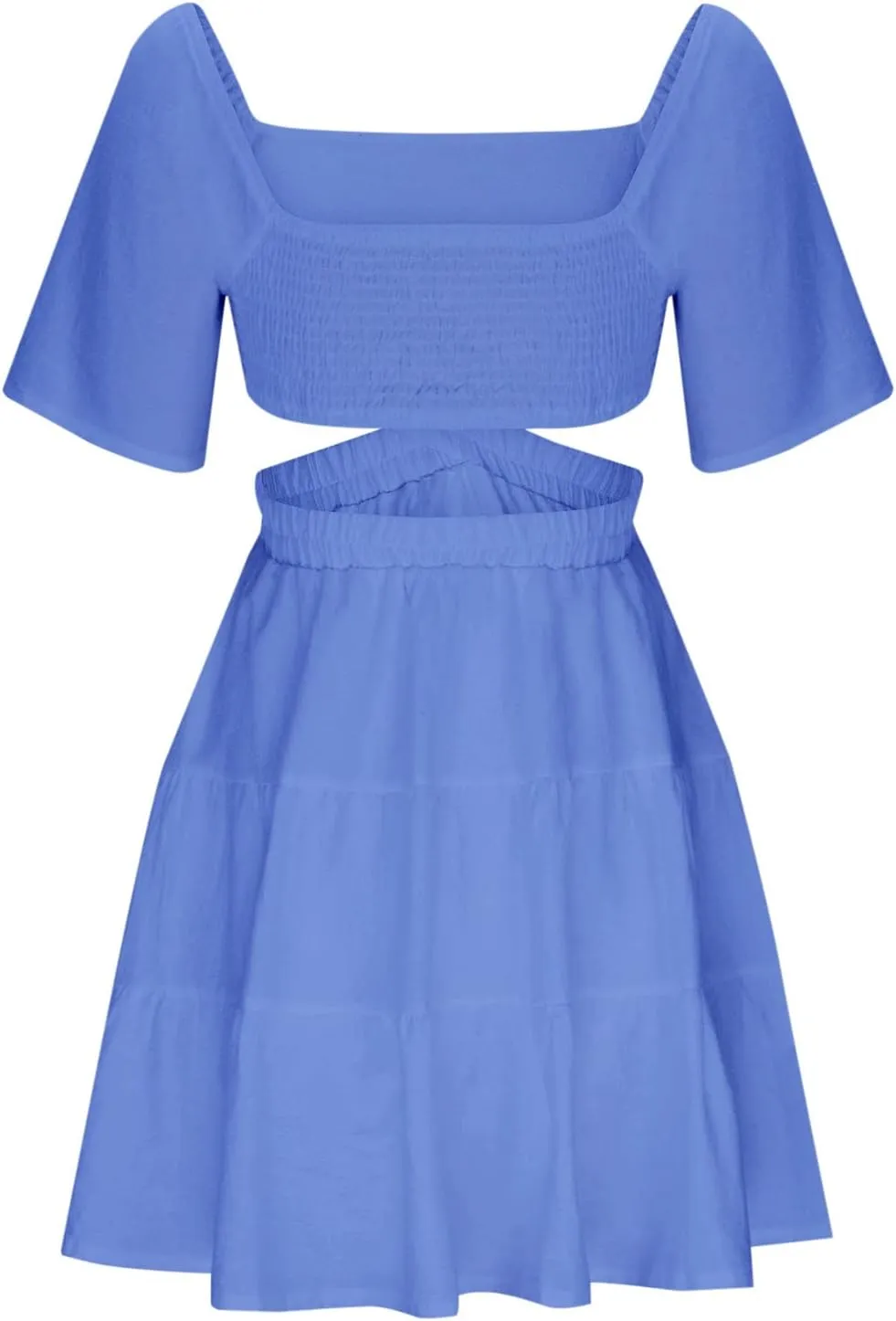 Ceboyel Women Square Neck Short Dress Cutout Tiered Summer Dresses Ruffle Casual Cute Mini Dress Vacation Outfits 2023