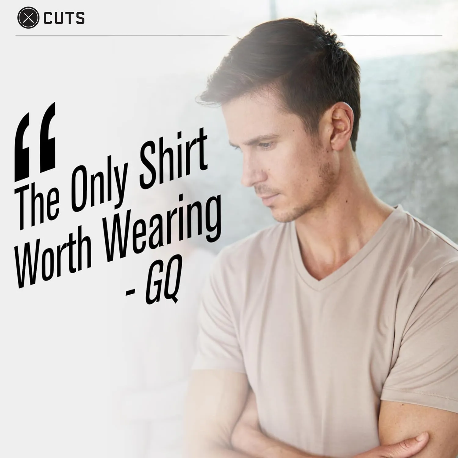 Clothing Men's Premium AO V-Neck Casual Short Sleeve T-Shirt | Classic Curve Hem | PYCA Pro Soft Fabric