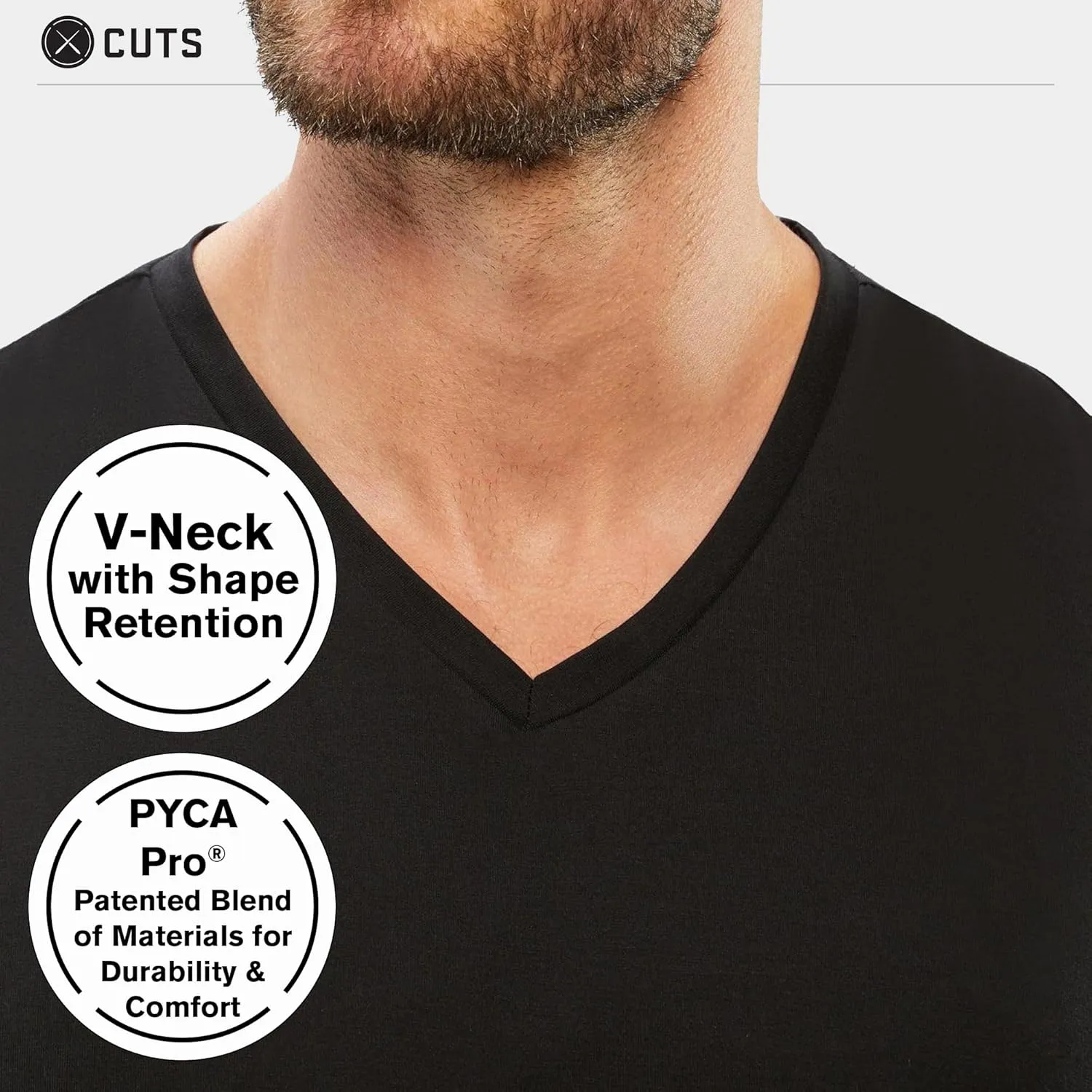 Clothing Men's Premium AO V-Neck Casual Short Sleeve T-Shirt | Classic Curve Hem | PYCA Pro Soft Fabric