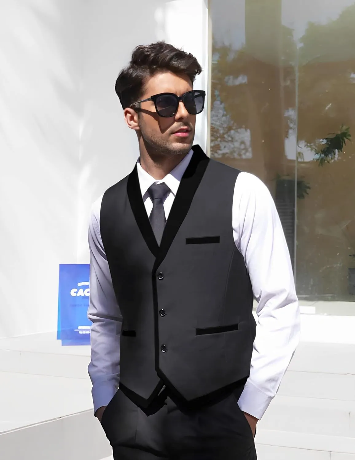 COOFANDY Men's Suit Vest Slim Fit Formal Business Dress Vest Casual Wedding Waistcoat