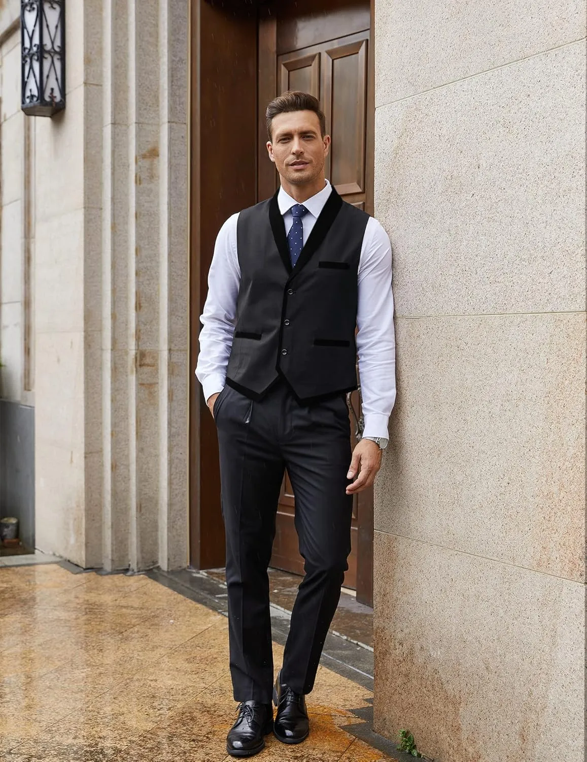 COOFANDY Men's Suit Vest Slim Fit Formal Business Dress Vest Casual Wedding Waistcoat