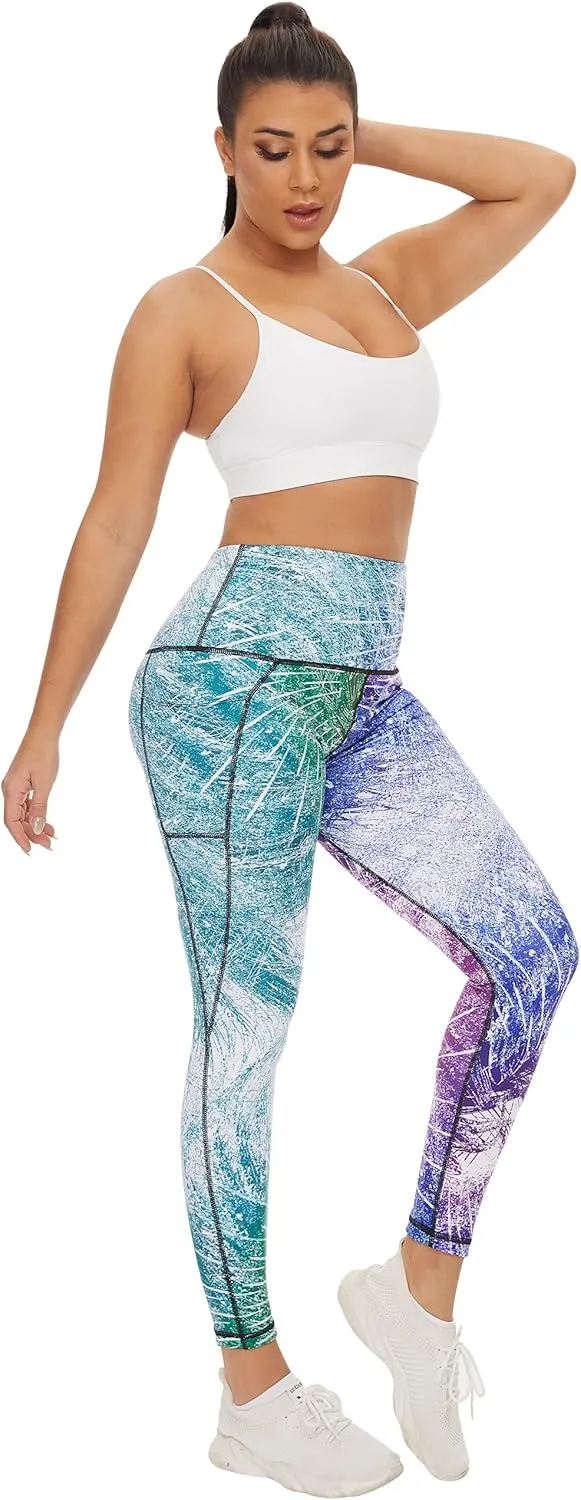 COOLOMG High Waist Yoga Pants with Pockets for Women Thick Tummy Control Workout Gym Running Leggings