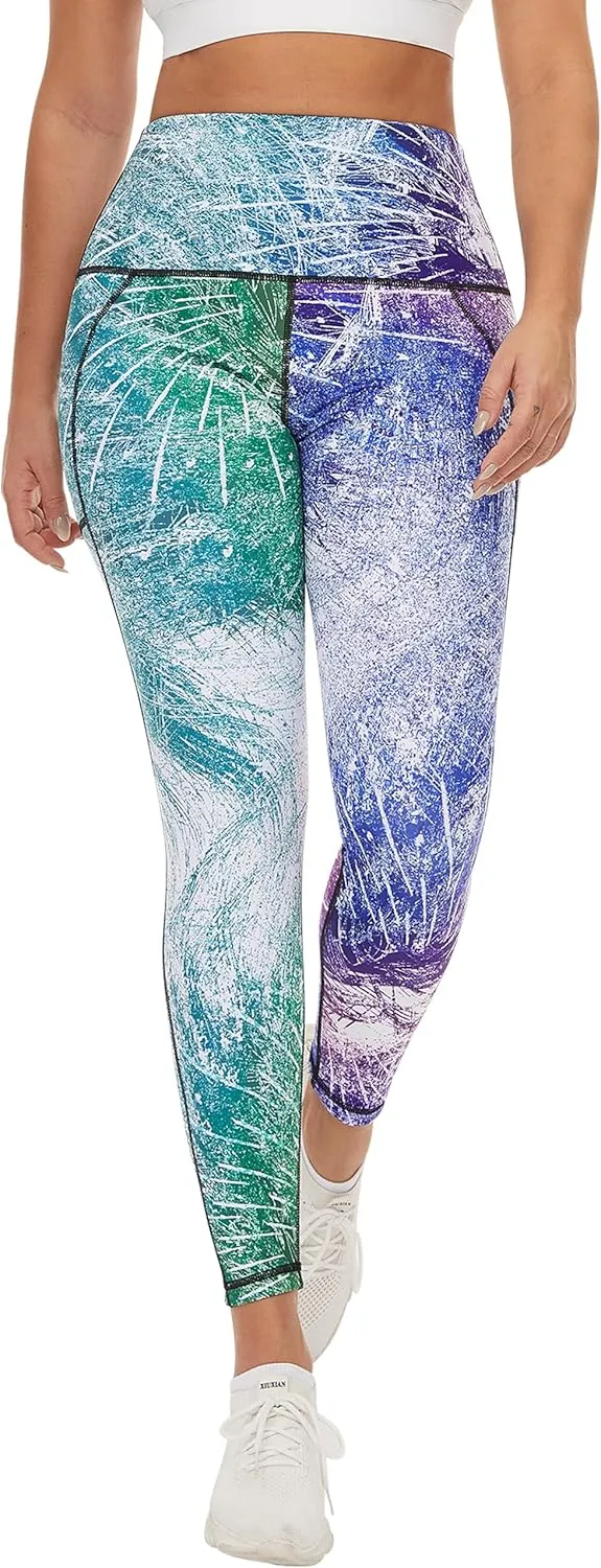 COOLOMG High Waist Yoga Pants with Pockets for Women Thick Tummy Control Workout Gym Running Leggings
